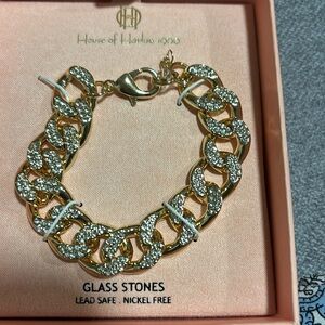 NIB House of Harlow 1960 Chain link and  Glass Stone Bracelet